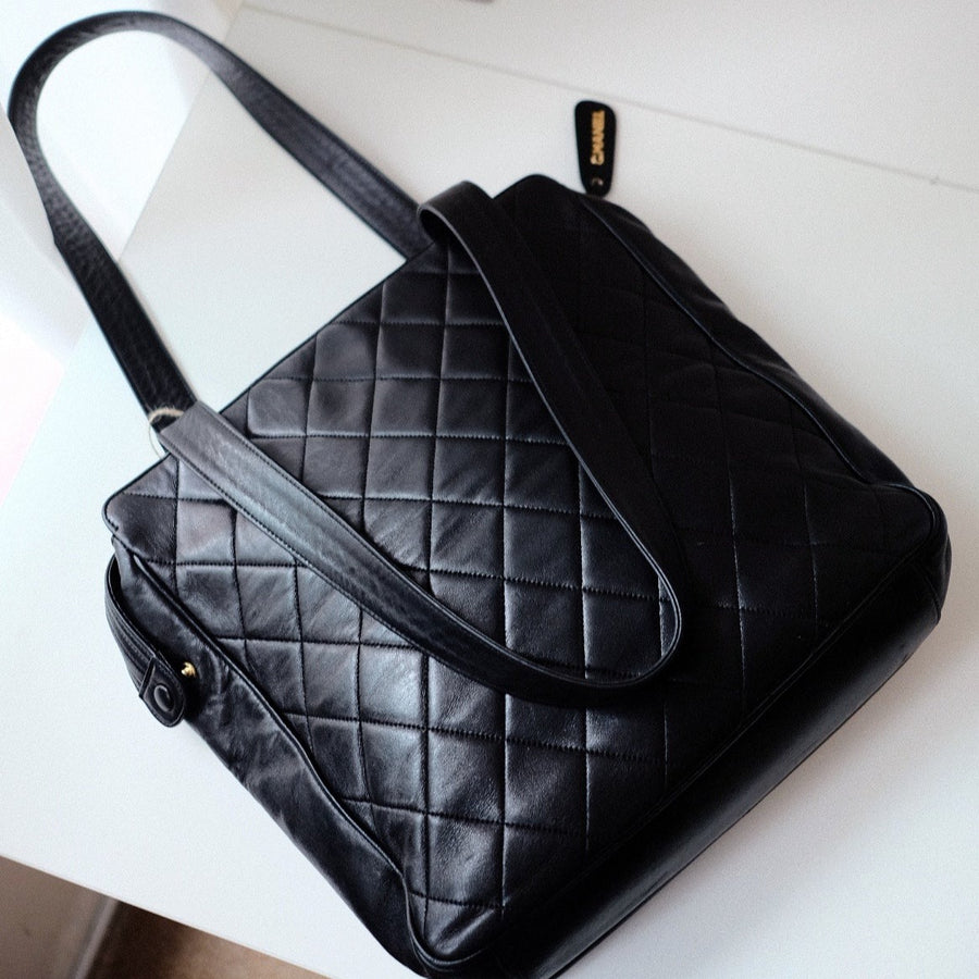 Chanel vintage quilted lambskin tote bag