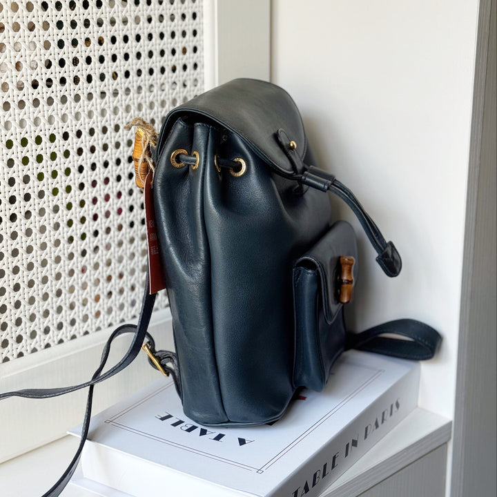 Gucci vintage bamboo backpack（dark green）