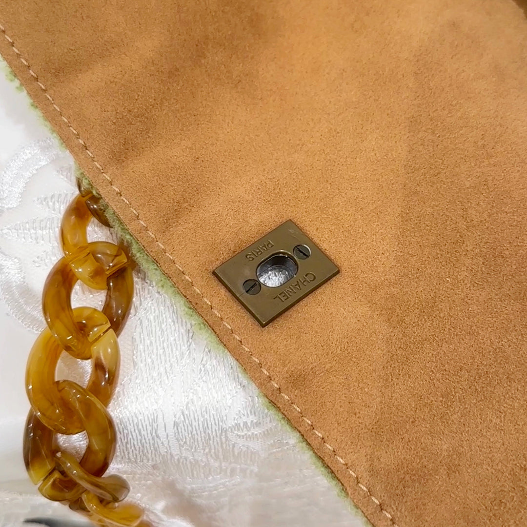 Chanel vintage suede clutch+chain