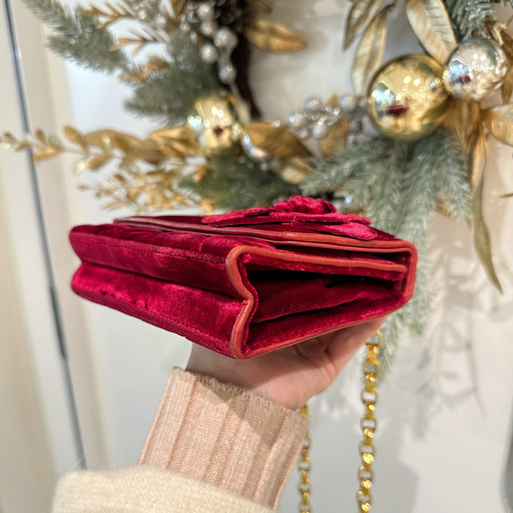 Chanel vintage velvet camellia  mini flap bag