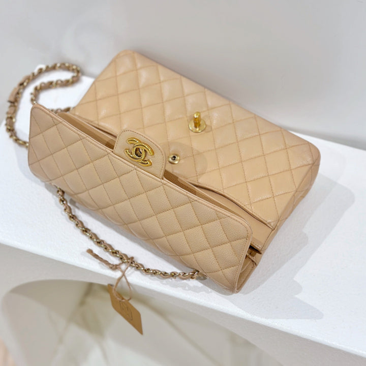 Chanel vintage beige class flap bag 25cm