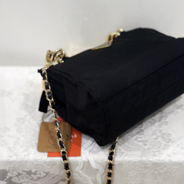Prada vintage nylon bag with gold handle