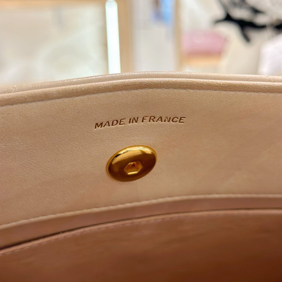 Chanel vintage V shape suede leather tote bag