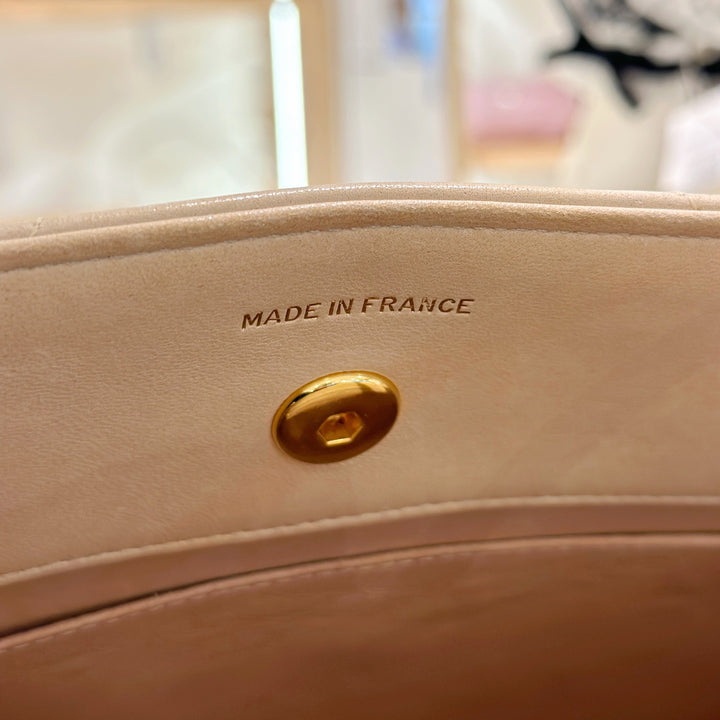Chanel vintage V shape suede leather tote bag