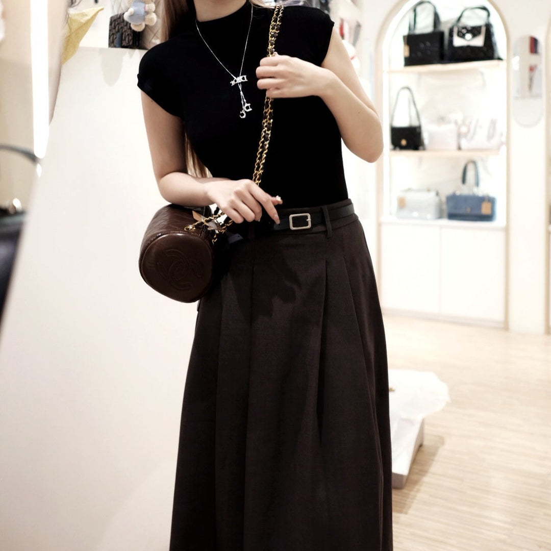 Chanel vintage quilted lambskin cylinder bag
