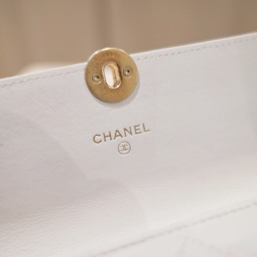 Chanel lambskin pearl CC long wallet