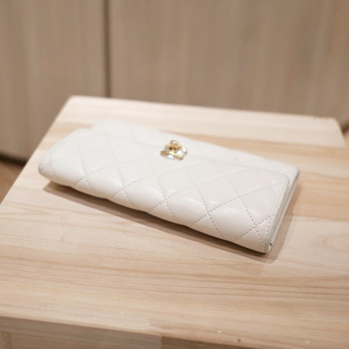 Chanel lambskin pearl CC long wallet