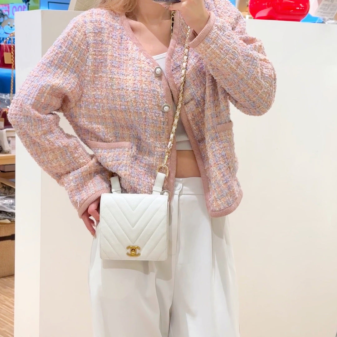 Chanel vintage v shape cowhide belt bag