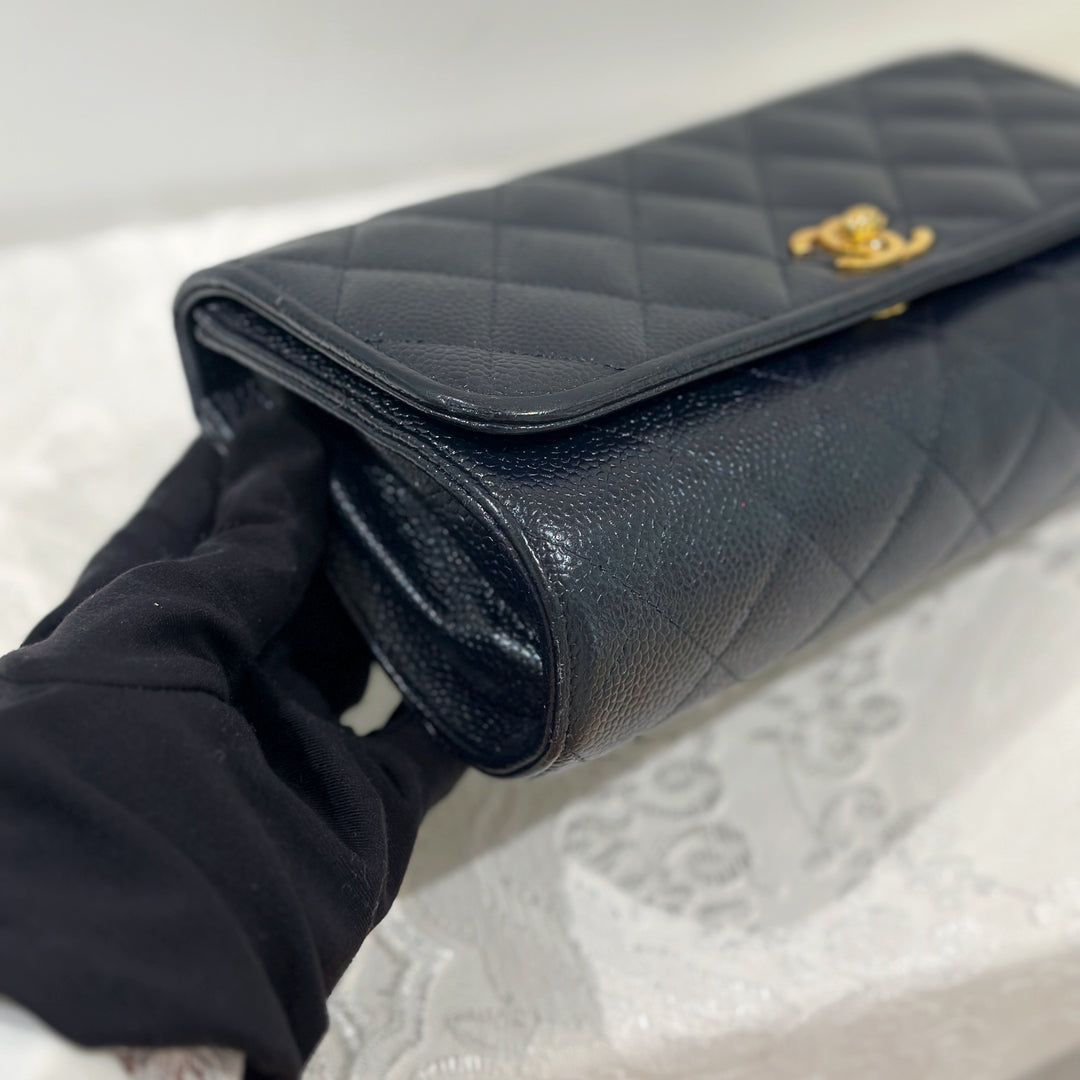 Chanel vintage navy caviar flap bag