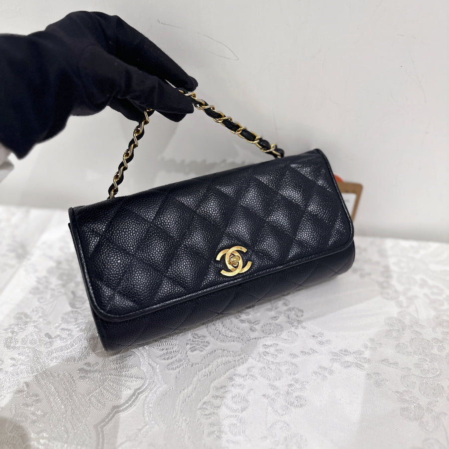 Chanel vintage navy caviar flap bag