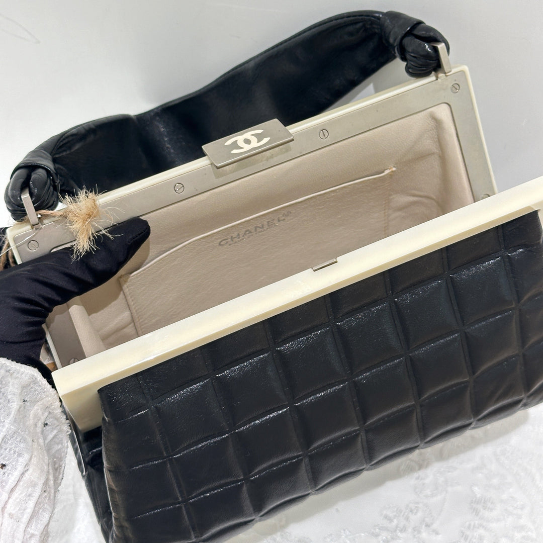 Chanel vintage CC mask plate metal clasp top bag