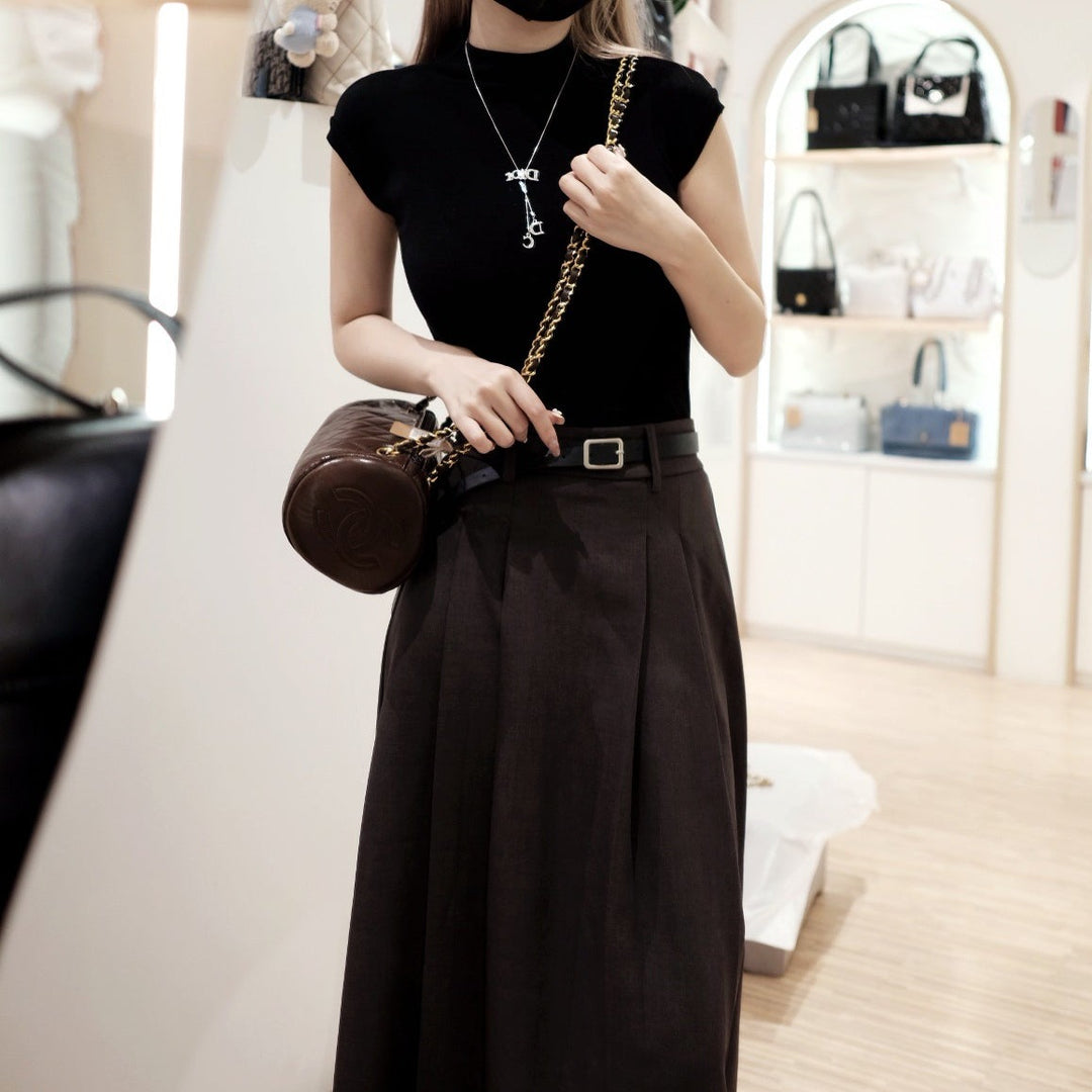 Chanel vintage quilted lambskin cylinder bag
