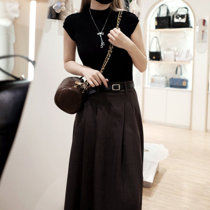 Chanel vintage quilted lambskin cylinder bag
