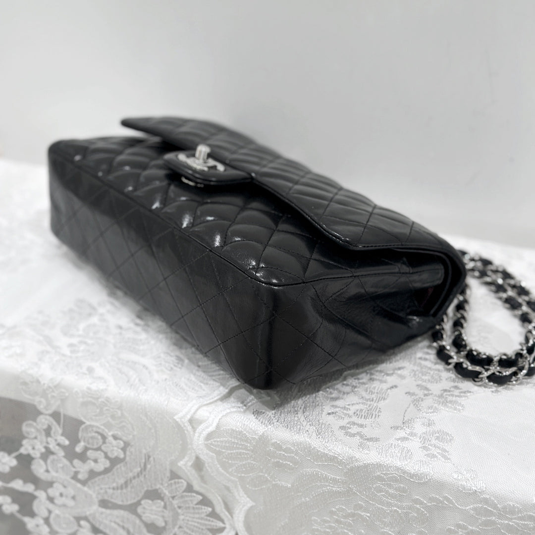 Chanel Lambskin Class Flap 25 （黑銀）