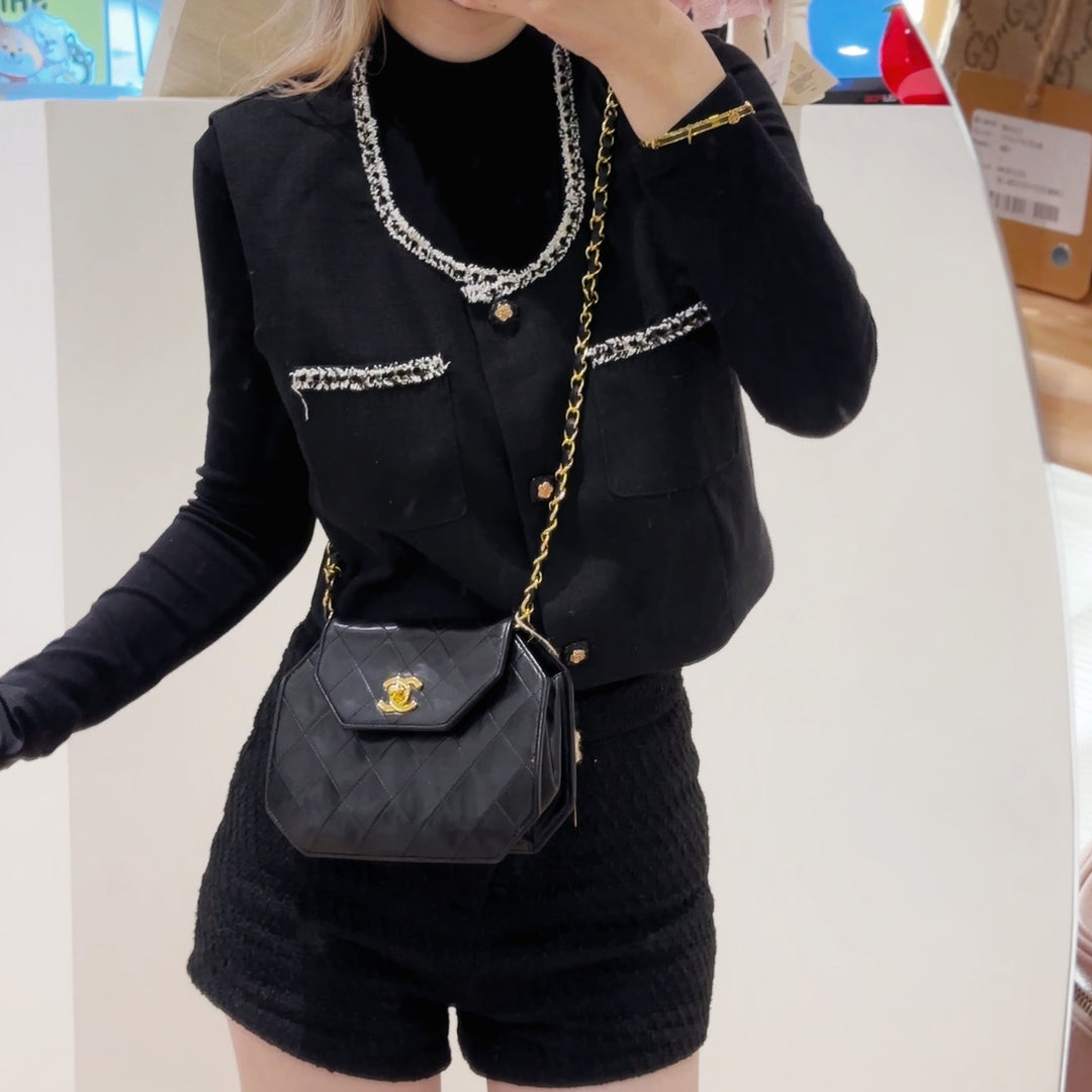 Chanel vintage octagonal quilted chain bag