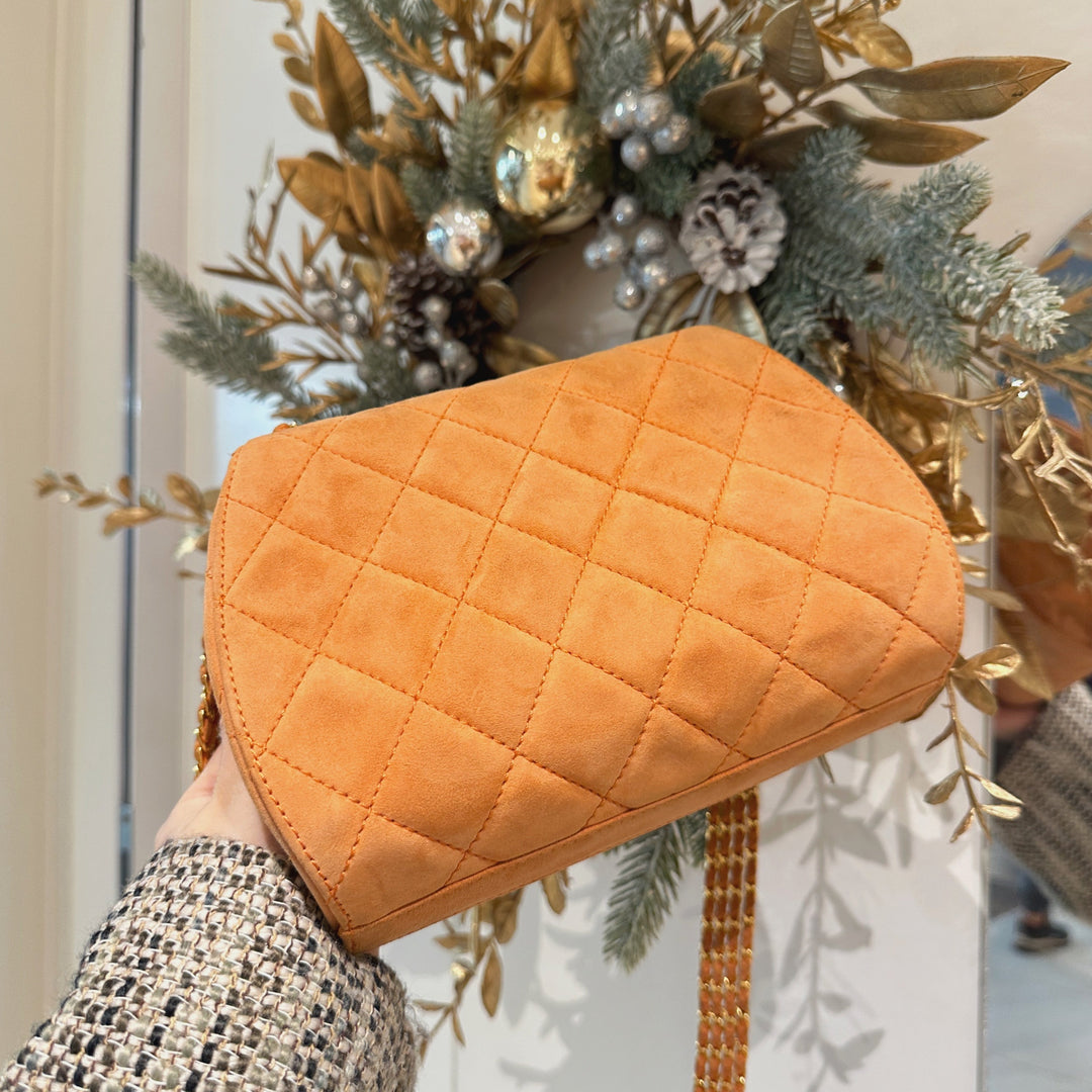 Chanel vintage suede chain bag