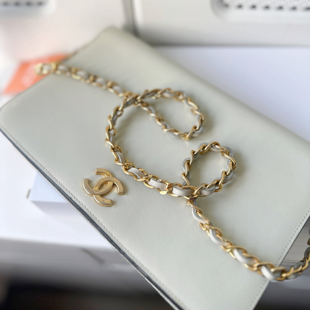 Chanel vintage box leather flap chain bag