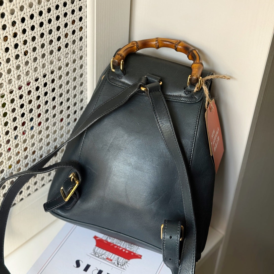 Gucci vintage bamboo backpack（dark green）