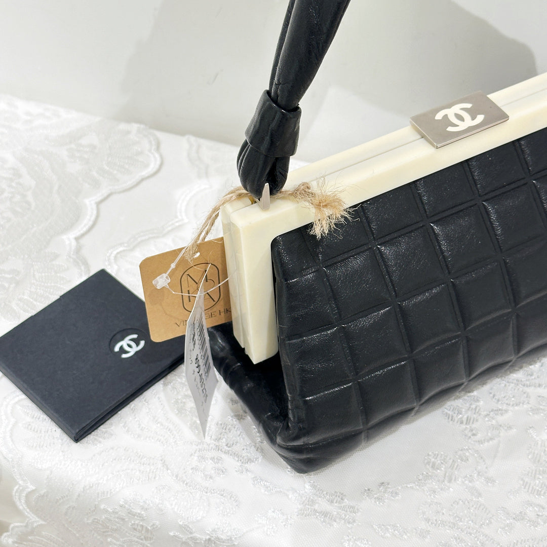 Chanel vintage CC mask plate metal clasp top bag