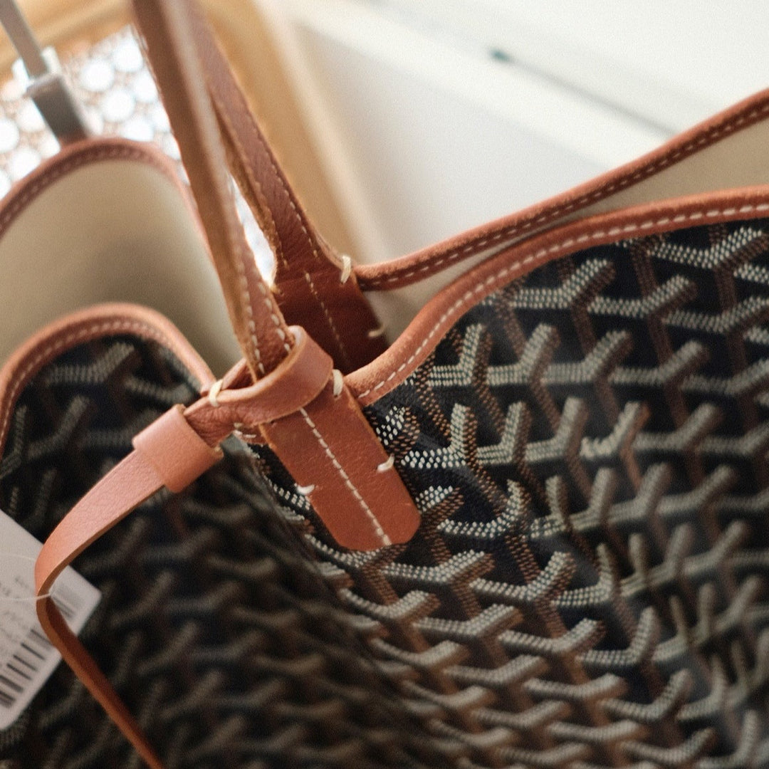 Goyard saint louis GM brown x black with pouch tote bag