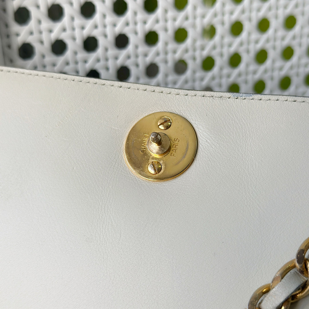 Chanel vintage box leather flap chain bag