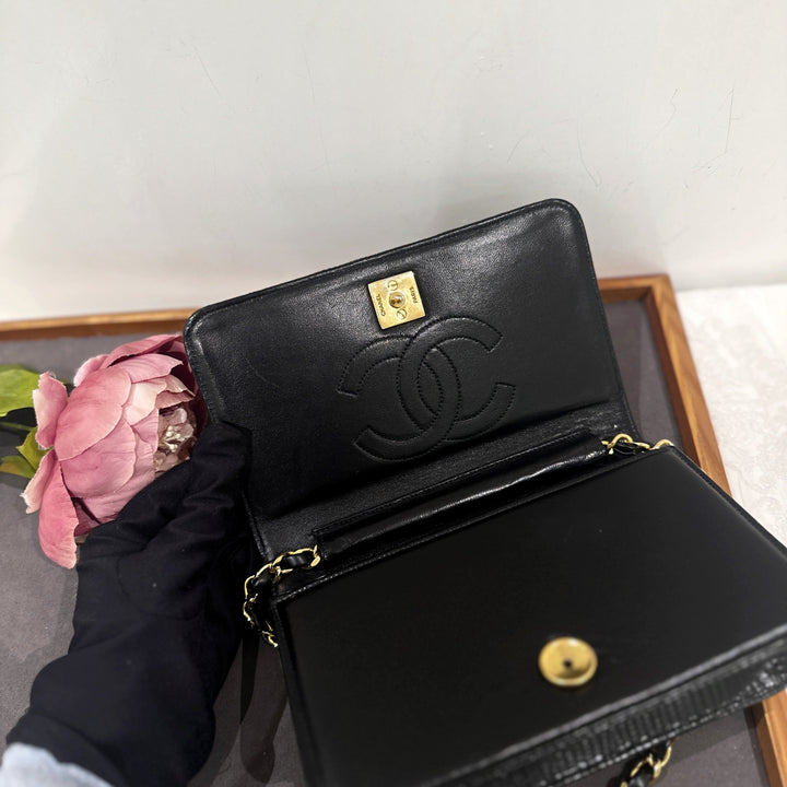 Chanel vintage lizard skin chain bag