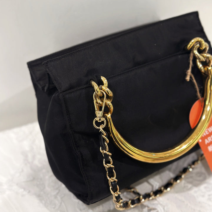 Prada vintage nylon bag with gold handle