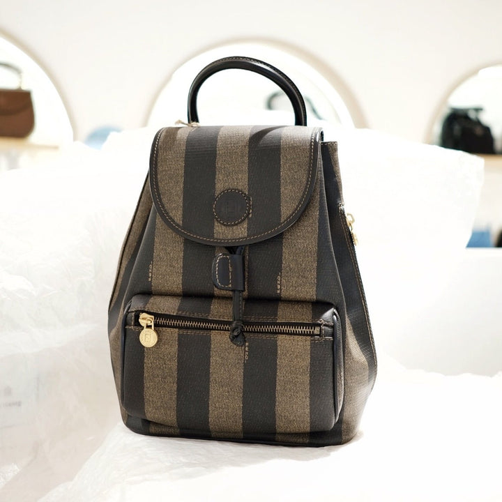 Fendi vintage pequin pvc flap backpack