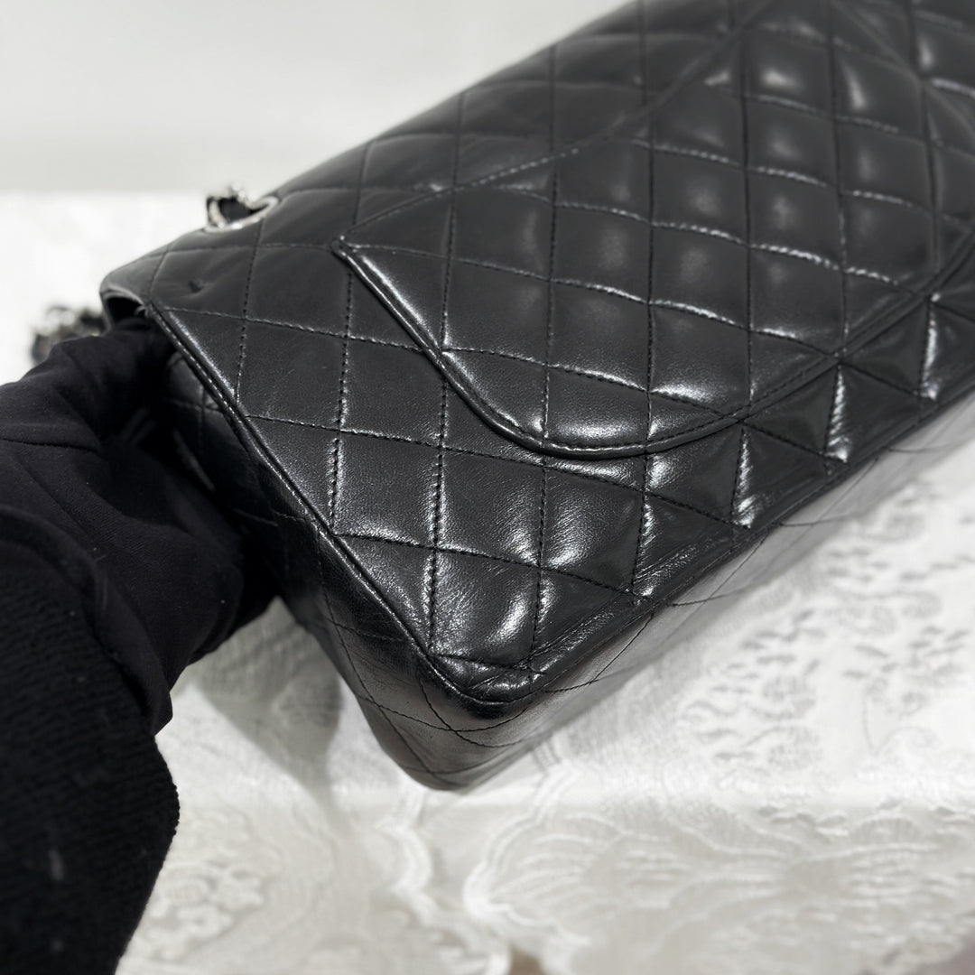 Chanel Lambskin Class Flap 25 （黑銀）