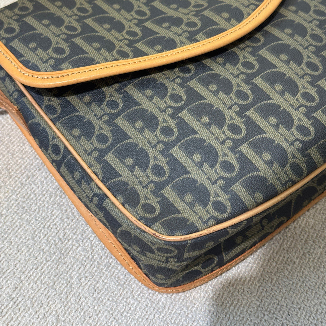 Christian Dior Vintage Trotter Canvas Flap Crossbody Messenger Bag