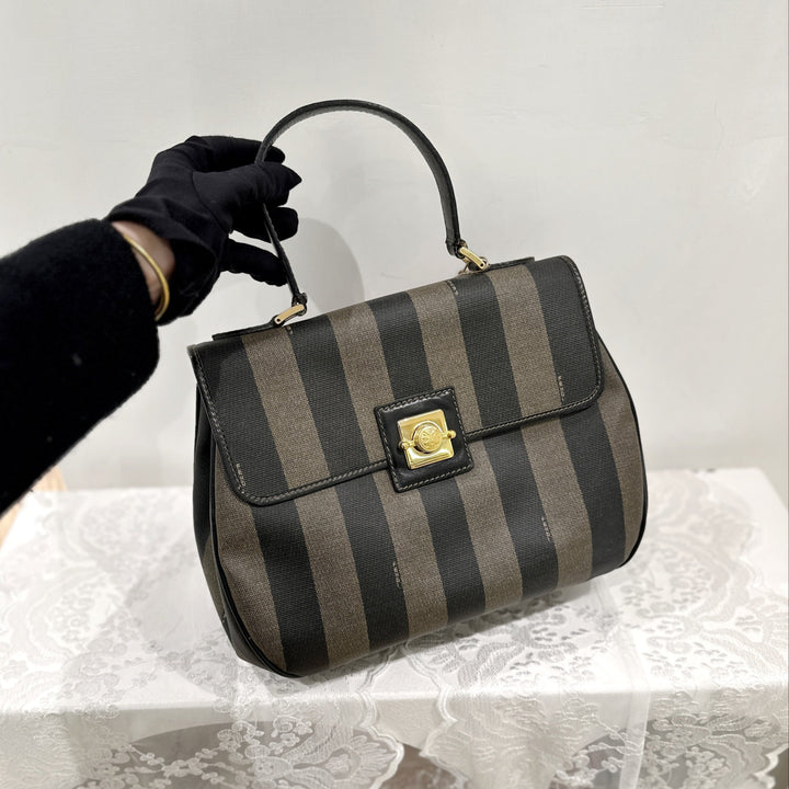 Fendi Pequin PVC Leather 2 Way Bag