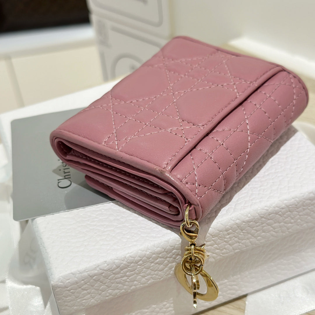 Christian Dior LADY DIOR Lambskin Folding Wallet Small Wallet
