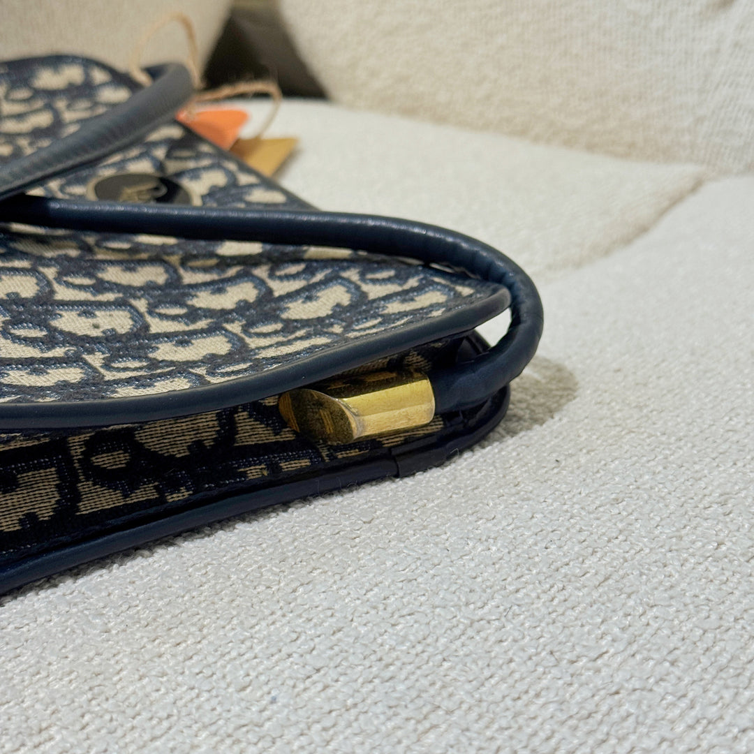 Vintage Christian Dior Trotter Oblique Oval Logo Pouch Crossbody Shoulder Bag