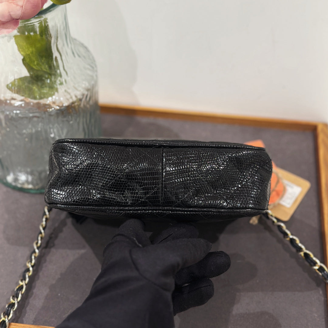 Chanel vintage lizard skin camera bag