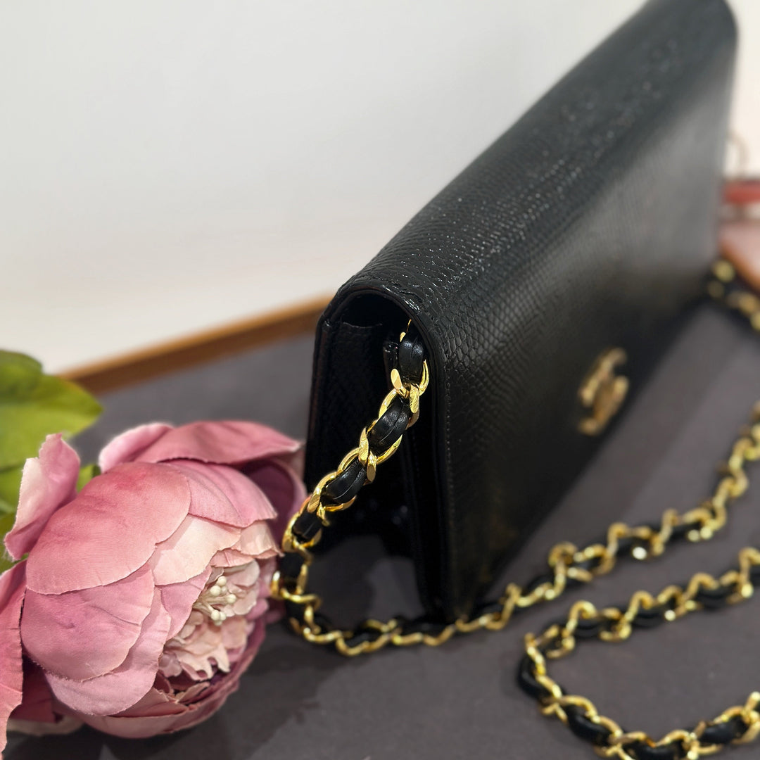 Chanel vintage lizard skin chain bag