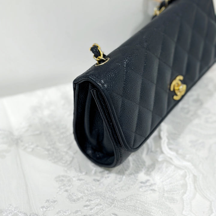 Chanel vintage navy caviar flap bag
