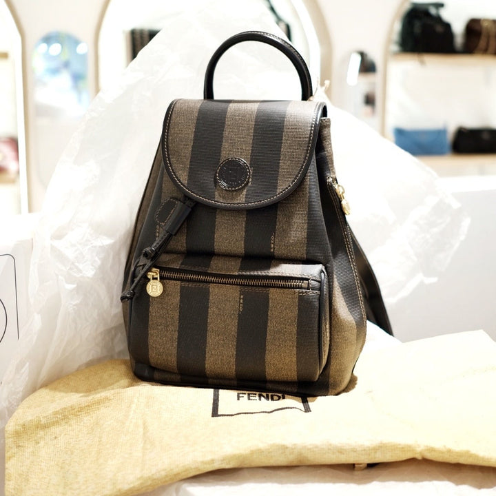 Fendi vintage pequin pvc flap backpack