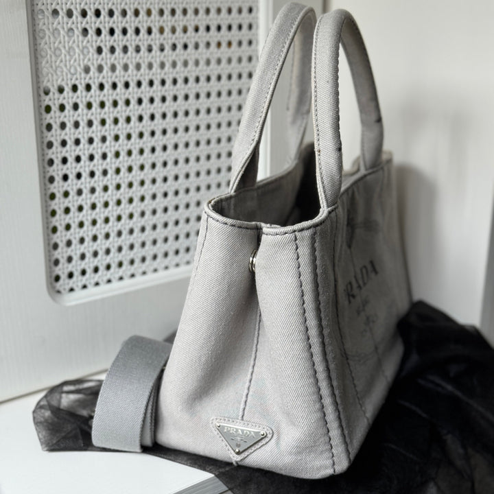 Prada canapa 2way denim shoulder hand bag