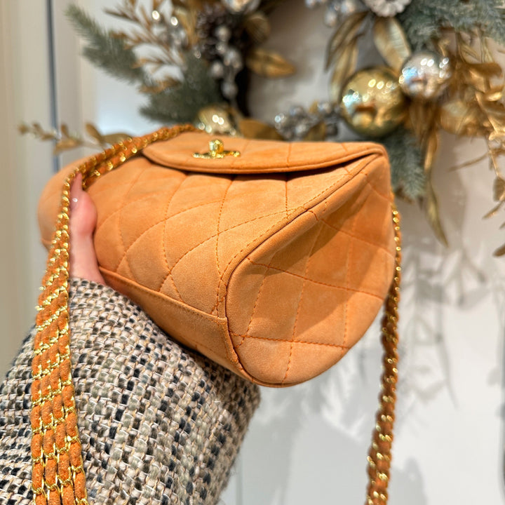 Chanel vintage suede chain bag