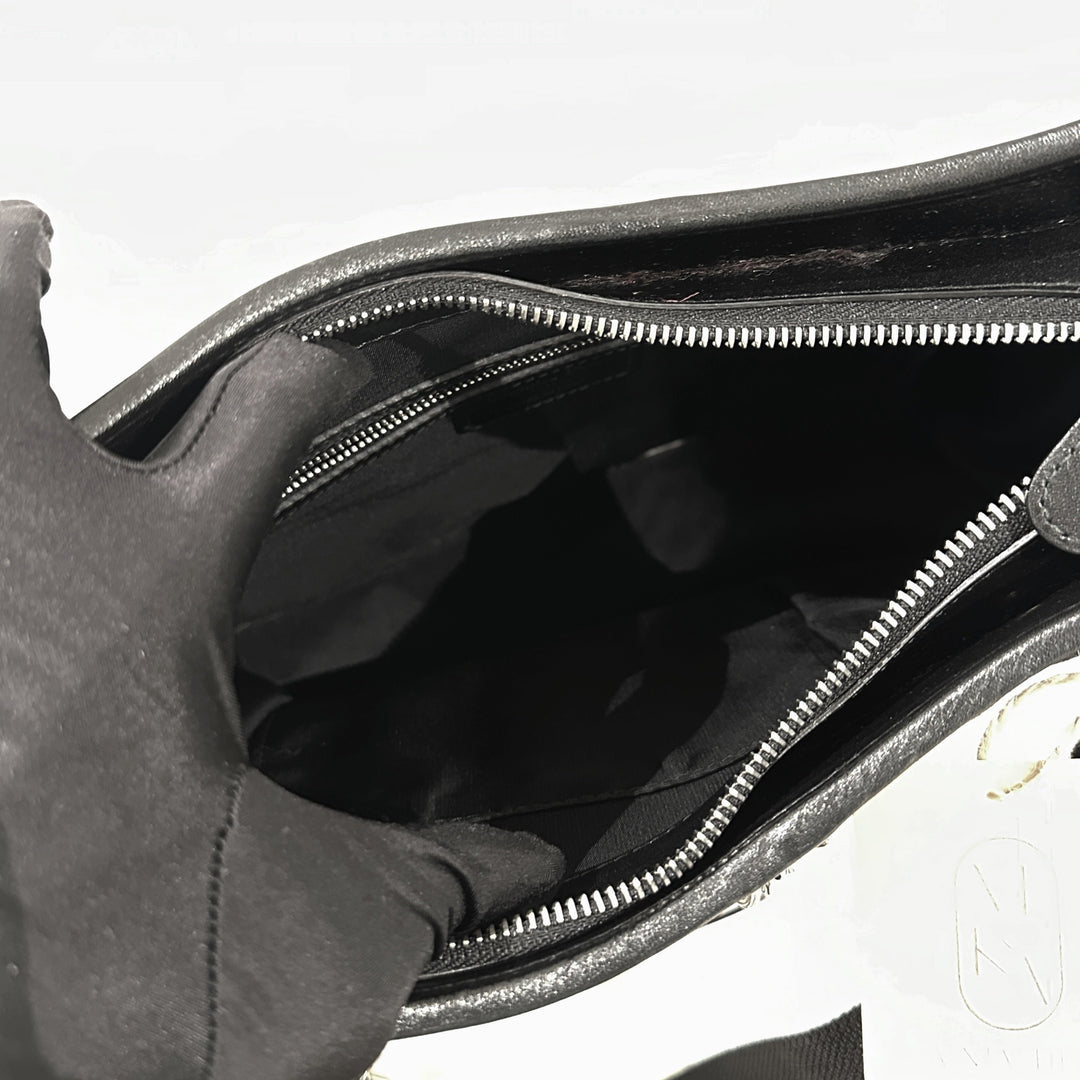 Dior black cannage quilt canves cross body bag