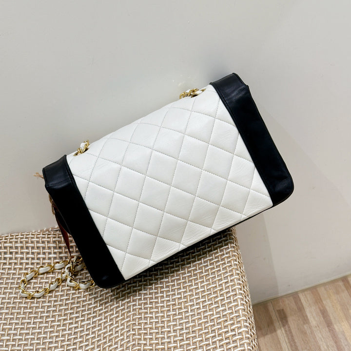 Chanel Vintage Black/White Lambskin Dianan Class Flap 25cm