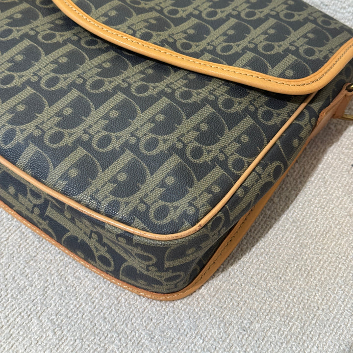 Christian Dior Vintage Trotter Canvas Flap Crossbody Messenger Bag