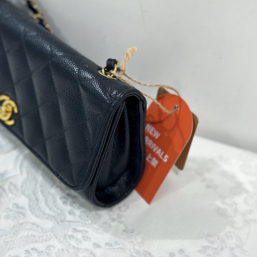 Chanel vintage navy caviar flap bag