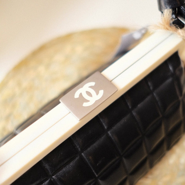 Chanel vintage CC mask plate metal clasp top bag