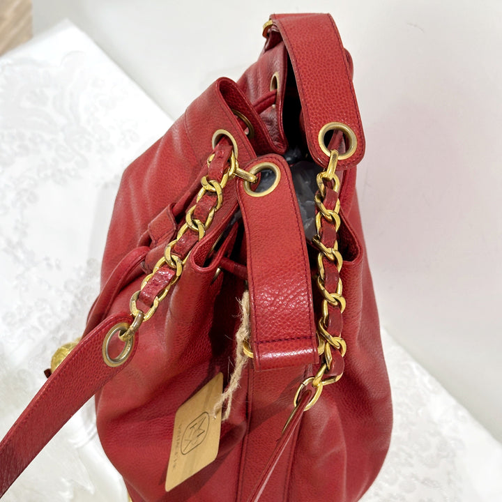 Chanel vintage triple CC leather bucket bag