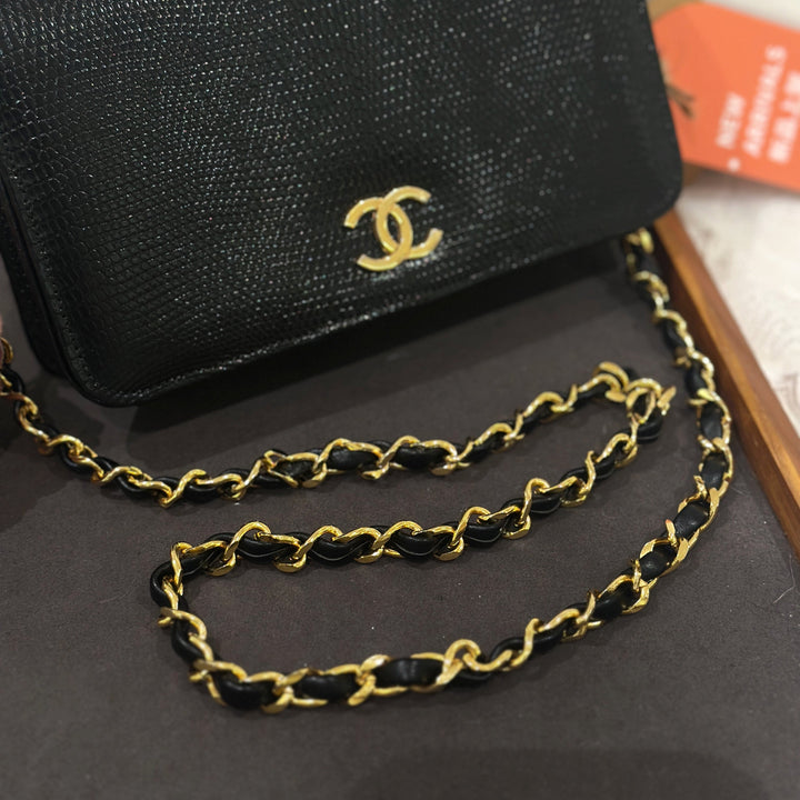Chanel vintage lizard skin chain bag