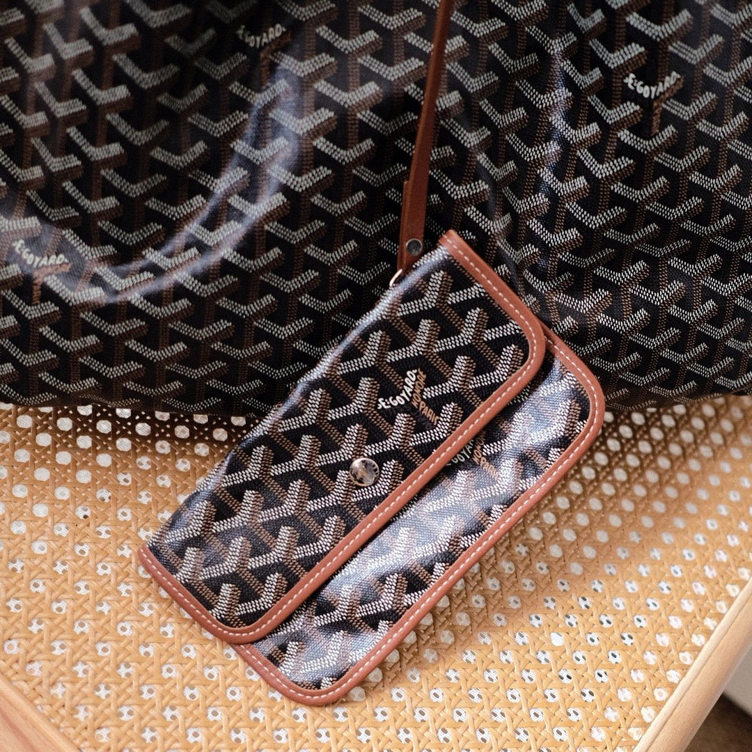 Goyard saint louis GM brown x black with pouch tote bag