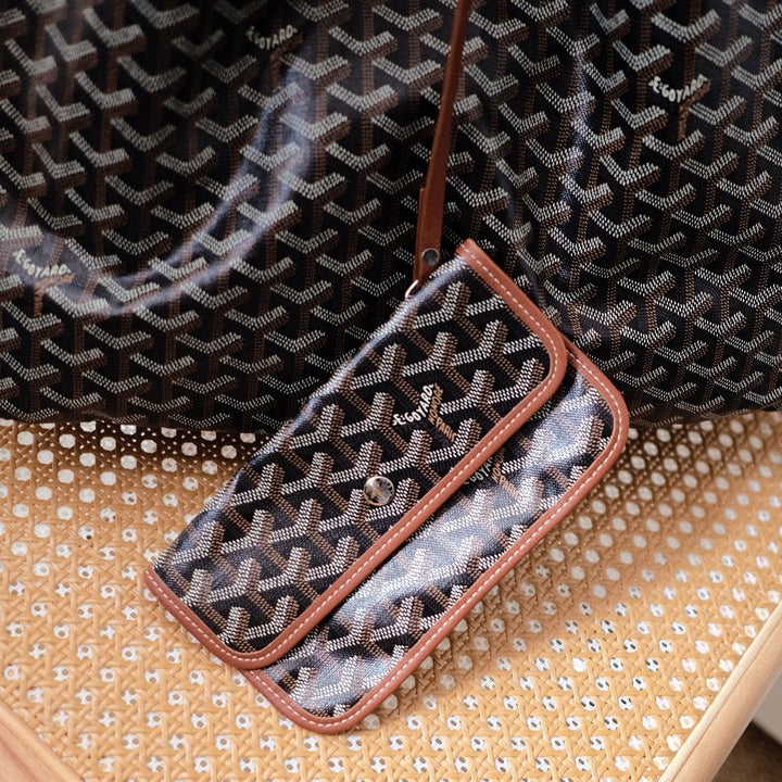 Goyard saint louis GM brown x black with pouch tote bag
