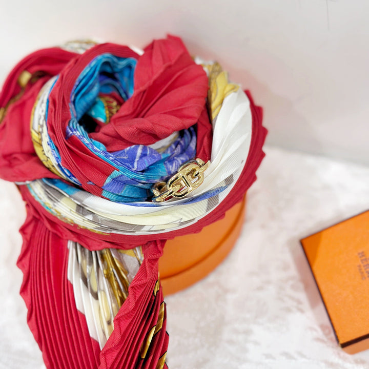 Hermes silk scarf round button