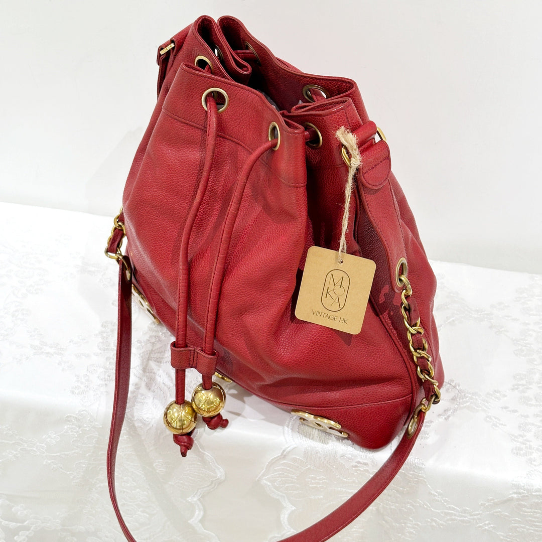 Chanel vintage triple CC leather bucket bag